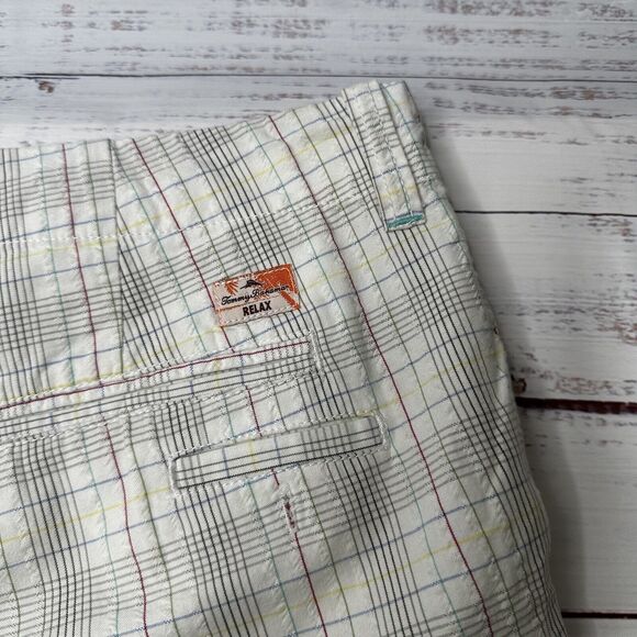 Tommy Bahama RELAX Men's White & Black Plaid Linen Shorts Size 34 100% Cotton - Picture 6 of 11